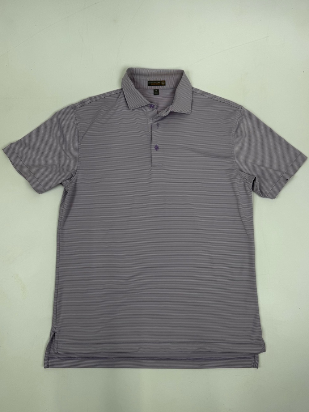 Peter Miller Summer Comfort Men's Lavender and White Striped Polo Size Medium